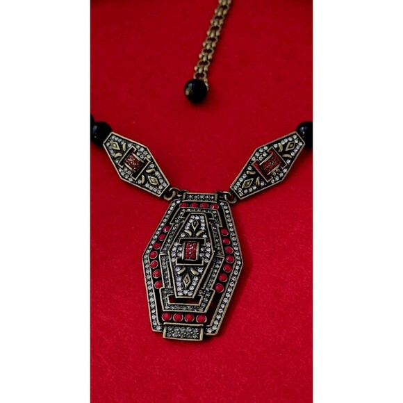 Vintage Heidi Daus Rhinestones & Black Onyx Beads Collar Statement Necklace - Picture 3 of 16
